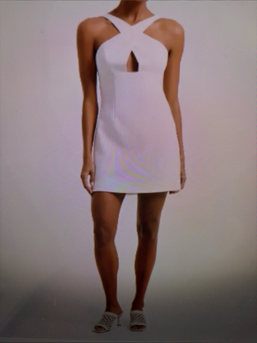 French Connection Whisper Ruth White Halter Keyhole Mini Dress - Picture 4 of 6